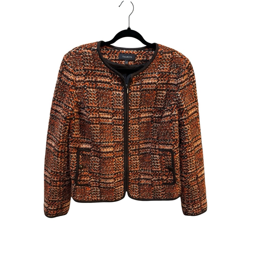 Talbots women wool blazer size 12 Fall Halloween Tweed Career Thanksgiving